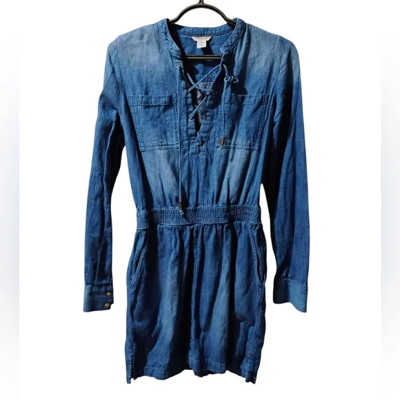 Guess Denim Long Sleeve Dress - Picture 2 of 7